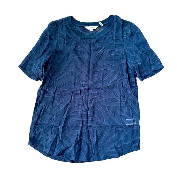 Rebecca Taylor Sheer Black Zebra-Print Tee - Picture 1 of 9